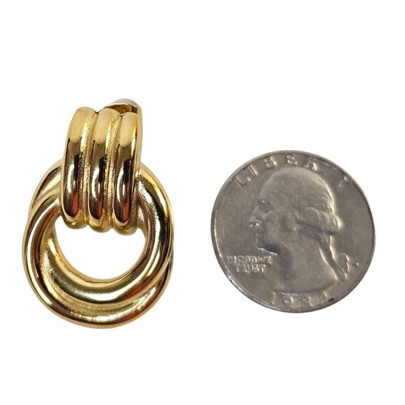 Round Rope Spiral Stud Statement Earrings 18K PVD Gold Stainless Steel - Picture 4 of 5